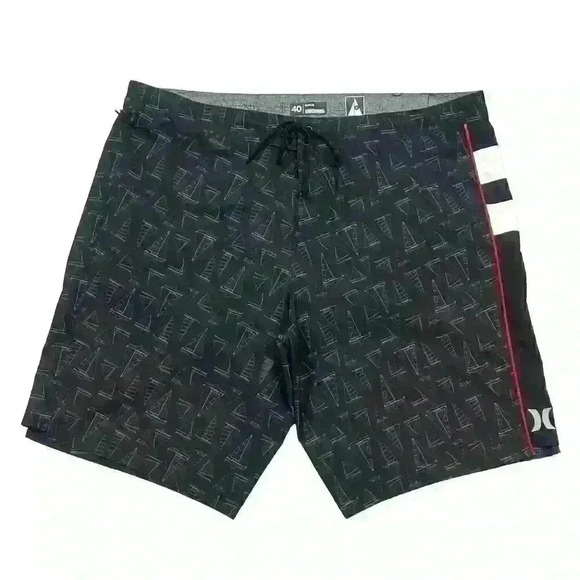 Hurley Phantom JF Maritime Sailboats Board Shorts Swim Wear Men’s Sz 40 Beach - Picture 1 of 15
